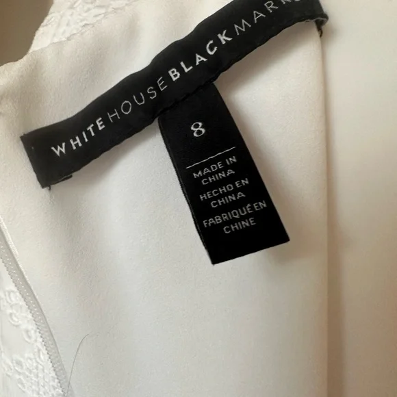 White House Black Market Full length white eyelet V neck side slit dress. Size 8 - Picture 7 of 9